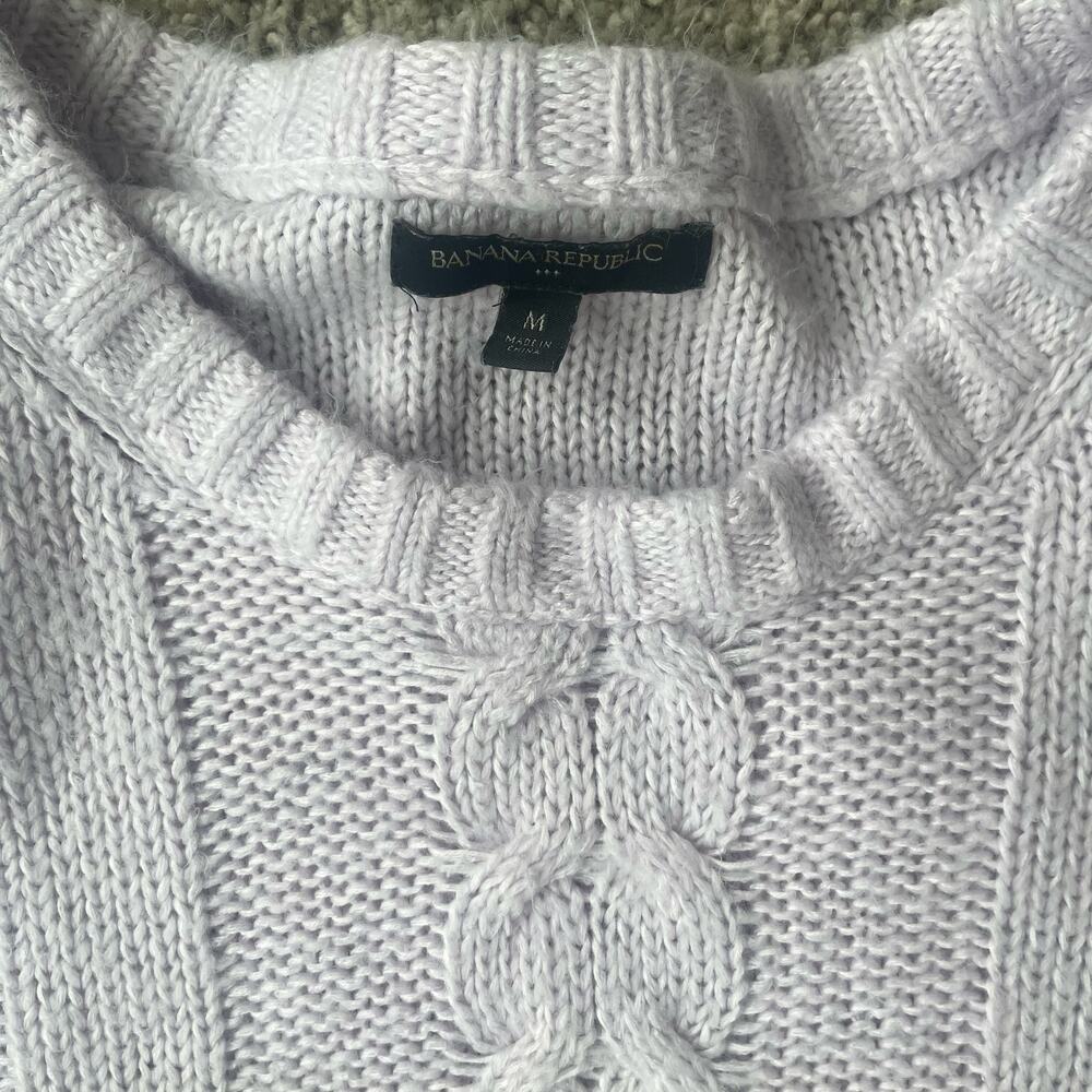 Banana Republic Factory women's crew neck cable knit pullover lilac sweater sz M - Picture 7 of 12
